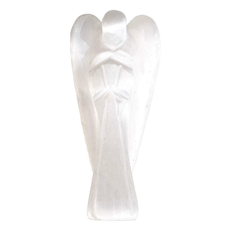 CHARGED 2.25" Selenite Crystal Hand-Carved Angel Peaceful Energy! ZENERGY GEMS