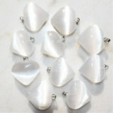 CHARGED Moroccan Selenite Crystal Heart Perfect Pendant 20" Silver Chain