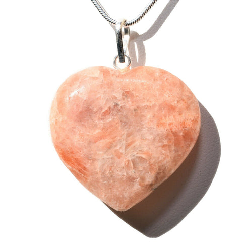 CHARGED Himalayan Sunstone Heart Crystal Perfect Pendant + 20" Chain WOW