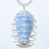 Angelite Angel Pendant Hand-carved Angelite Crystal + 20" Silver Chain