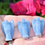 Angelite Angel Pendant Hand-carved Angelite Crystal + 20" Silver Chain