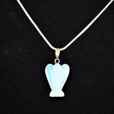Opalite Crystal Angel Pendant + 20" Silver Chain