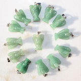 Green Aventurine Crystal Angel Pendant + 20" Silver Chain