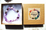xCHARGED Amethyst Crystal Bracelet Tumble Polished Stretchy CALMING ENERGY REIKI