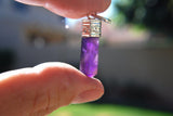 Faceted Himalayan Amethyst Crystal Point Pendant + 20" Silver Chain