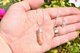 Faceted Himalayan Sunstone Crystal Point Pendant + 20" Silver Chain REIKI