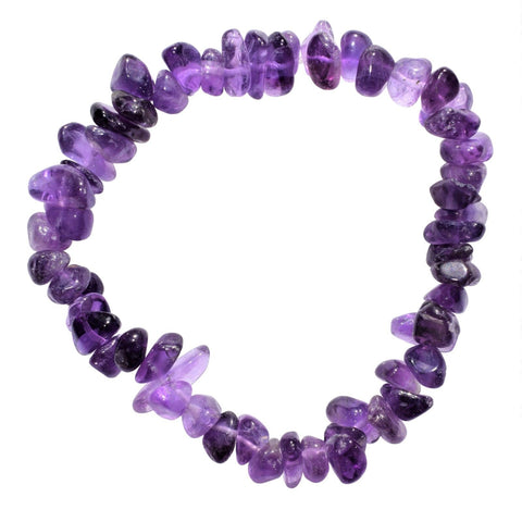 CHARGED Premium (Dark) Amethyst Crystal Chip Stretchy Bracelet REIKI