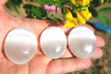 [3] MD 2" SELENITE POCKET PALM WORRY STONE Healing Crystal Reiki - ZENERGY GEMS