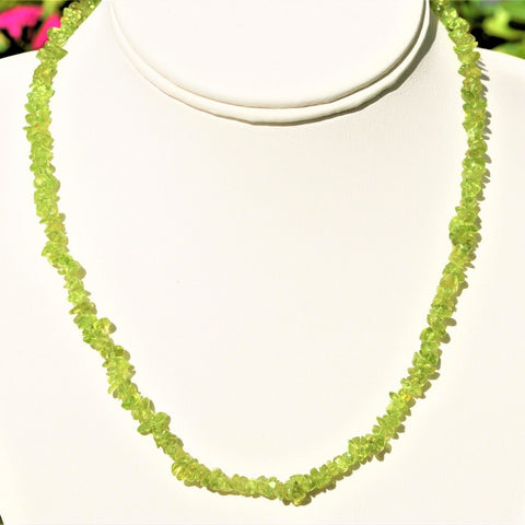 CHARGED Peridot Crystal Chip 18" Necklace Polished ENERGY REIKI