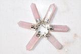 Faceted Himalayan Rose Quartz Crystal Point Pendant + 20" Silver Chain