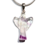 CHARGED Sterling Silver Rainbow Fluorite Angel Perfect Pendant + 20" Chain