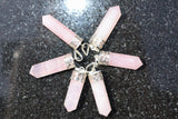 Faceted Himalayan Rose Quartz Crystal Point Pendant + 20" Silver Chain