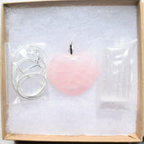 CHARGED Himalayan Rose Quartz Crystal HEART Pendant + 20" Silver Chain