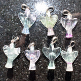 CHARGED Sterling Silver Rainbow Fluorite Angel Perfect Pendant + 20" Chain
