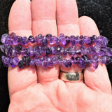 CHARGED Premium (Dark) Amethyst Crystal Chip Stretchy Bracelet REIKI