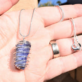 Premium Grade Natural Tanzanite Crystal Perfect Pendant + 20" Silver Chain