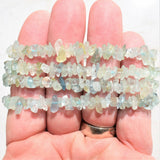 Premium CHARGED Aquamarine Crystal Chip Stretchy Bracelet REIKI Energy!