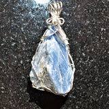 CHARGED REIKI Wrapped Brazilian Blue Kyanite Perfect Pendant + 20" Chain d