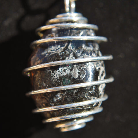 CHARGED, Natural APACHE TEARS Crystal Perfect Pendant 20" Silver Chain