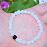 CHARGED Rainbow Moonstone & Black Tourmaline Crystal Distance Bracelet REIKI!