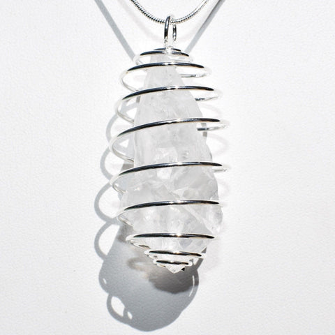 CHARGED Satyaloka Azez Quartz Perfect Pendant + 20" Silver Chain SYN 12