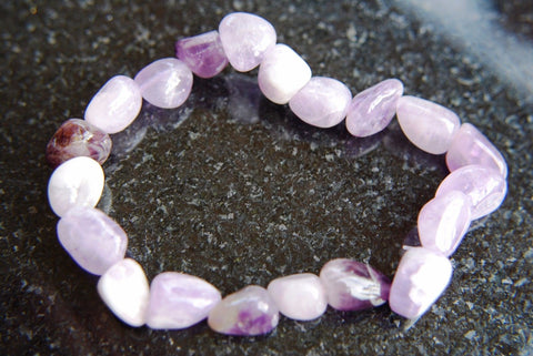xCHARGED Amethyst Crystal Bracelet Tumble Polished Stretchy CALMING ENERGY REIKI