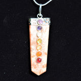 CHARGED 7 Chakra Himalayan Sunstone Crystal Perfect Pendant + 20" Chain WOW