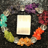 Premium CHARGED 7 Chakra Crystal Chip Stretchy Bracelet w / Quartz REIKI Energy!
