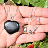 CHARGED Himalayan Black Tourmaline Crystal HEART Perfect Pendant + 20" Chain