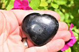 [1] Himalayan Black Tourmaline Crystal Puffy Heart / Palm Stone Healing Reiki