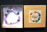 xCHARGED Amethyst Crystal Bracelet Tumble Polished Stretchy CALMING ENERGY REIKI