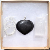 CHARGED Himalayan Black Tourmaline Crystal HEART Perfect Pendant + 20" Chain