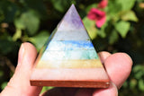 [1] Charged 2" 7 Chakra Pyramid Layered Crystals Healing Energy REIKI ~88g
