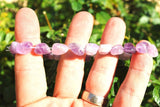 xCHARGED Amethyst Crystal Bracelet Tumble Polished Stretchy CALMING ENERGY REIKI