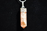 Faceted Himalayan Sunstone Crystal Point Pendant + 20" Silver Chain REIKI