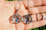 Tree of Life Amethyst/Lapis Lazuli/Rose Quartz Crystal Sphere Pendants + Chain