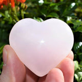Charged Fluorescent Pink Mangano Calcite Crystal Puffy Heart / Palm Stone