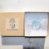 CHARGED Natural Blue Apatite Tree of Life Perfect Pendant 20" Silver Chain
