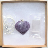 Soothing Himalayan Lepidolite Crystal Heart Perfect Pendant + 20" Chain