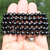 Premium CHARGED Black Tourmaline Crystal 8mm Bead Bracelet Stretchy ENERGY REIKI