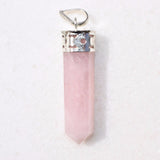 Faceted Himalayan Rose Quartz Crystal Point Pendant + 20" Silver Chain