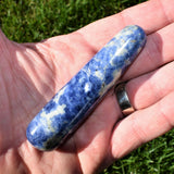 Charged Sodalite Round 4" Wand Reflexology Massage Crystal Healing 80g-120g