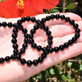 Premium CHARGED Black Tourmaline Crystal 8mm Bead Bracelet Stretchy ENERGY REIKI