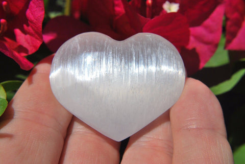 20 x MD 2" SELENITE POCKET PUFFY HEARTS Carving Healing Crystal [2nd Quality]