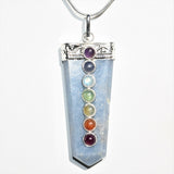 CHARGED 7 Chakra Peruvian Angelite Crystal Perfect Pendant + 20" Chain WOW