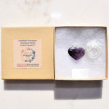 Himalayan Amethyst Crystal Heart Pendant + 20" Silver Chain