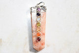 CHARGED 7 Chakra Himalayan Sunstone Crystal Perfect Pendant + 20" Chain WOW