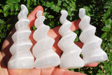 [4 PCS] 4.0" Spiral Towers of Peace Selenite Crystals Protection: ZENERGY GEMS
