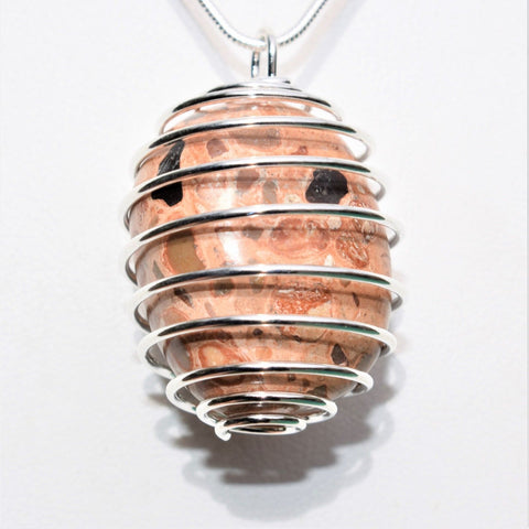 CHARGED Leopardskin Jaguar Jasper Tumbled Crystal Perfect Pendant + 20" Chain