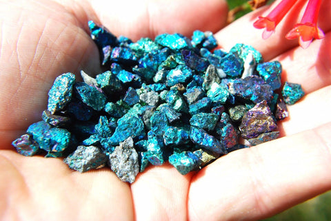 1/8" - 1/4" CHARGED 500cts [TINY] BABY PEACOCK ORE Chalcopyrite Crystals